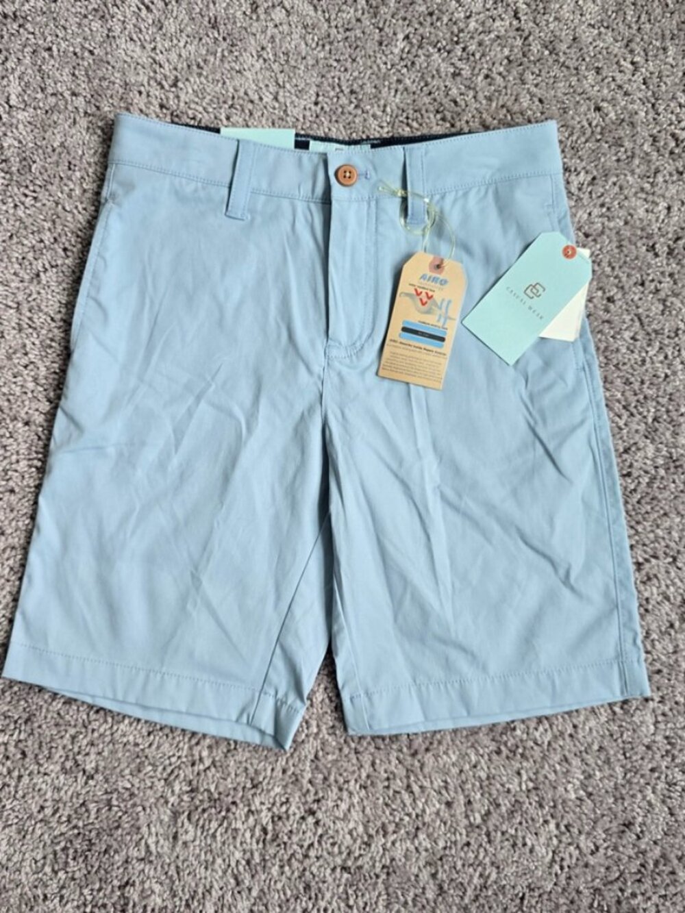 Class Club Boys AIRO Synthetic Stretch Performance Chino Shorts Light Blue 12